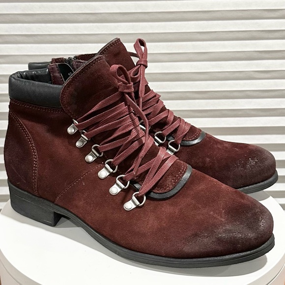 🌸MIZ MOOZ🌸 Steffy Leather Lace-Up Boots Burgundy Size: 41 - Picture 5 of 10